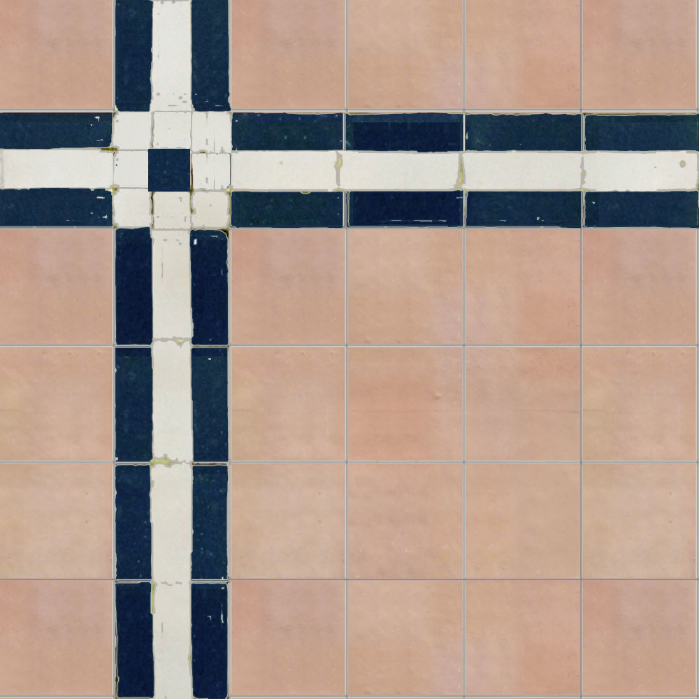 Mosaic House Moroccan tile Bravo Custom 22-1-3 Light Pink White Midnight Blue  zellige, mosaic, zellij, field, pattern, glaze, simple, classic 